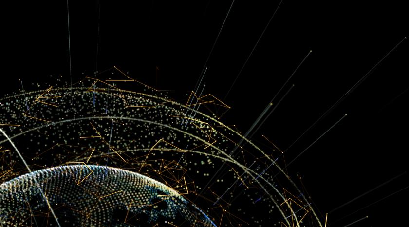 Abstract view of earth with digital networks
