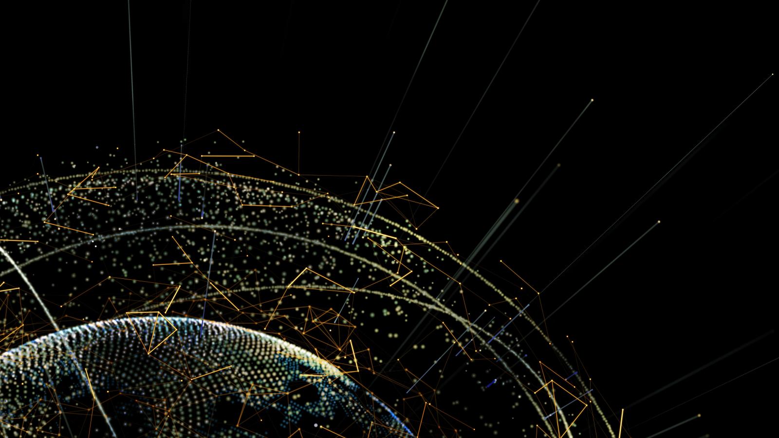 Abstract view of earth with digital networks